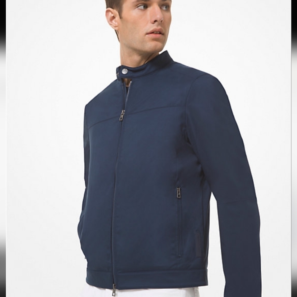 Michael Kors men's blue racer jacket Coat size xxl EUC Casual Business Classic